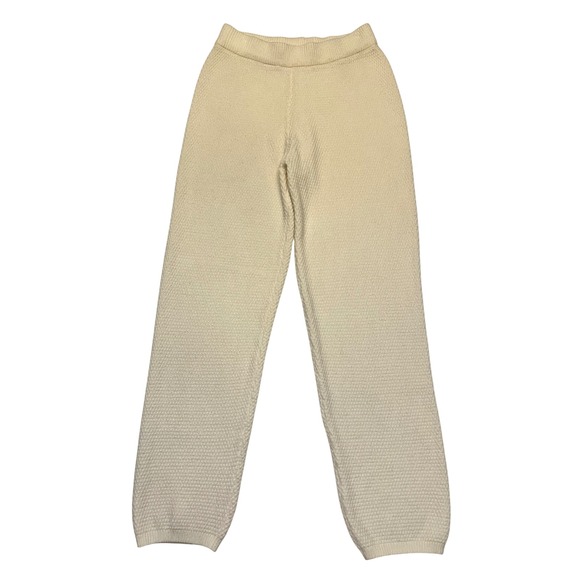 Pants - Cream Textured Honeycomb Knit Comfy Cozycore Lounge Sweater Pants Size M